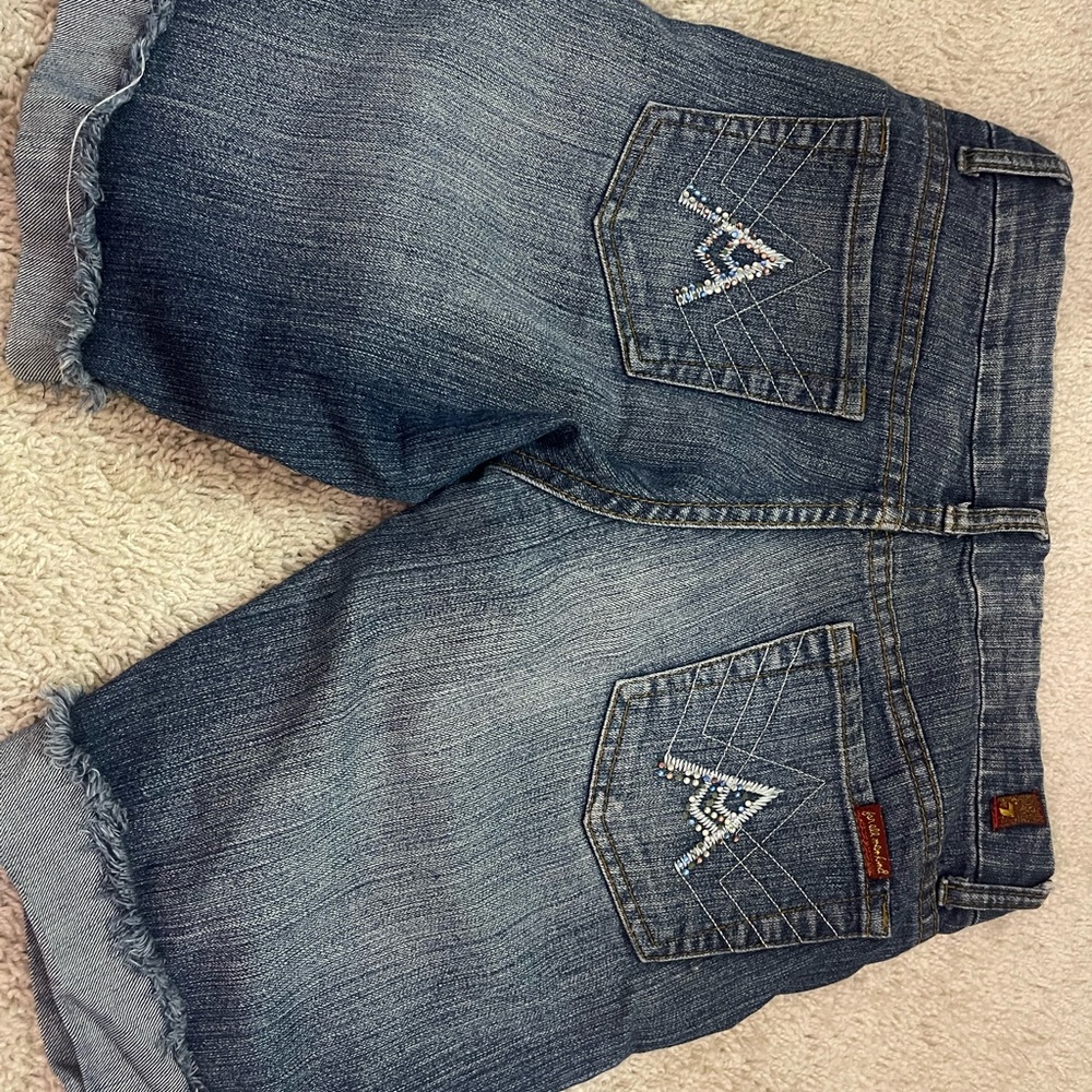7 For All Mankind Blue Denim Jean shorts
